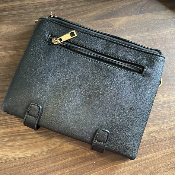 Black Cara Crossbody bag MKF Mia K. adjustable removable strap 2 pocket clutch - Picture 6 of 9